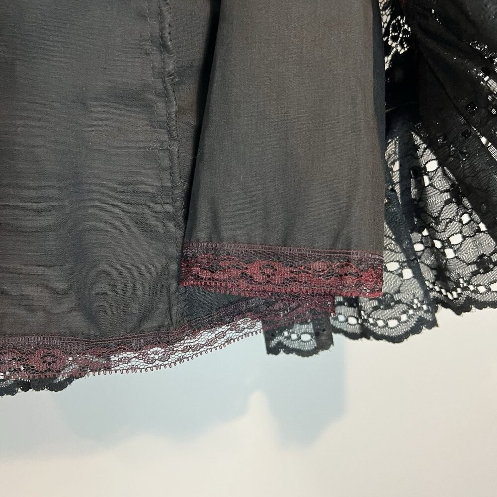 Vintage Black Lace Skirt Womens Size Small Bows Whimsigoth Witchy Kuro Lolita - Picture 6 of 10